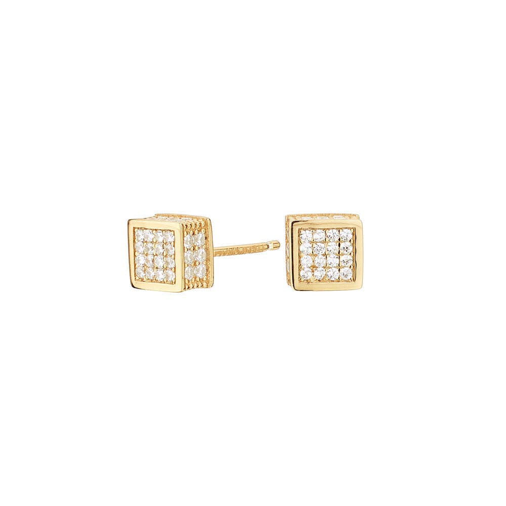 Boucles d’oreilles Cube – Or Argent 925
