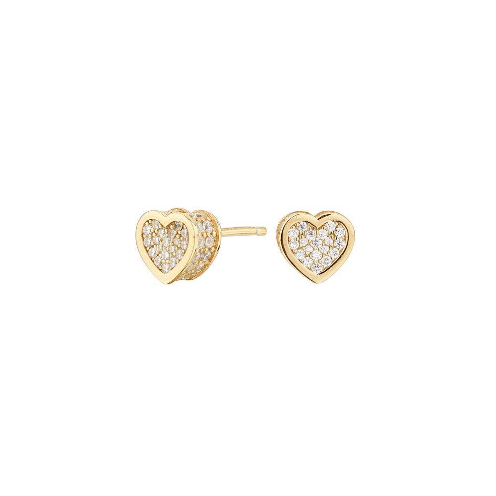 Boucles d’oreilles Cube Cœur – Or Argent 925