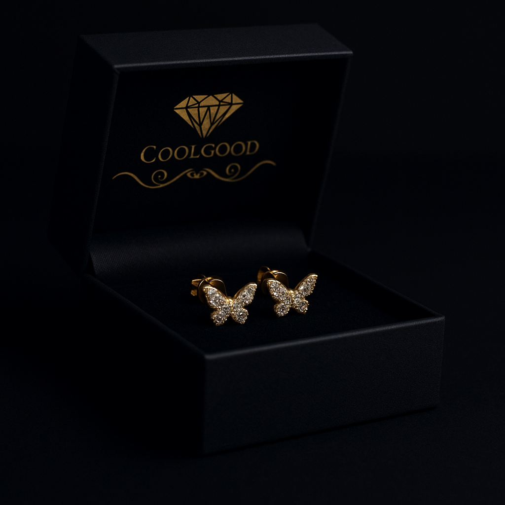 Boucles d’oreilles Papillon –  Argent 925 plaque Or