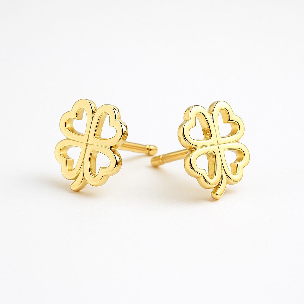 Boucles d’oreilles Trèfle – Or Argent 925